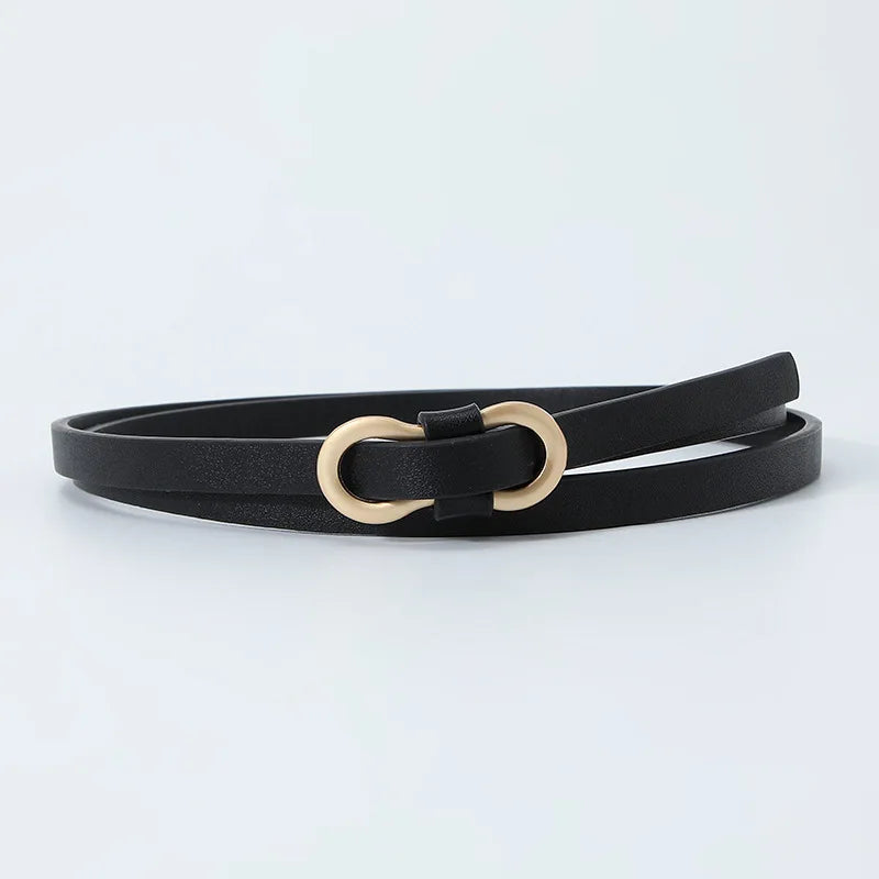 Black White Adjustable PU Leather Women Thin Belts Dress Coat Pant Skinny Ladies Waistband Strap Gold Buckle Female Waistbelt Natalia Home Fashion Natalia Home Fashion