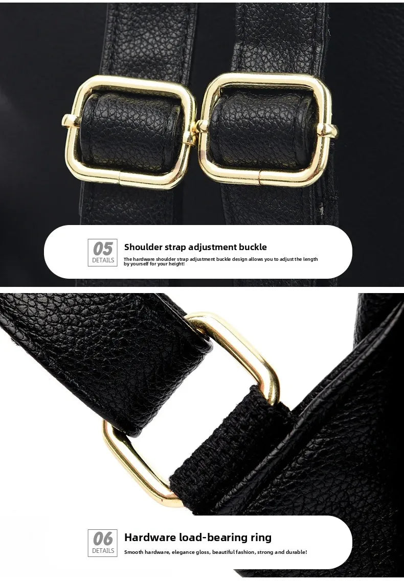 Soft Leather Dual-Shoulder Bag Student Backpack Travel Versatile Women's Bag