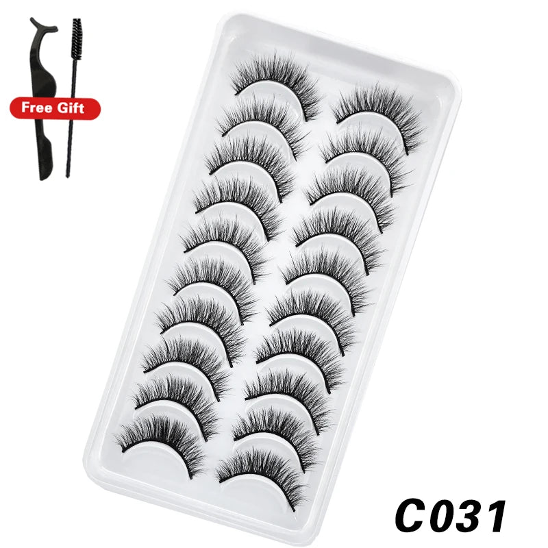 DEVOSERVICE Lashes 6/10pairs Natural Short False Eyelashes 3D Mink Lashes Extensions False Eyelashes Faux Cils Makeup Wholesale Natalia Home Fashion C031-10Pairs-CHINA Natalia Home Fashion