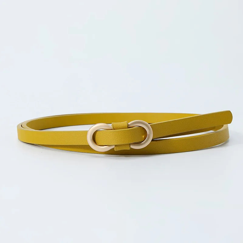 Black White Adjustable PU Leather Women Thin Belts Dress Coat Pant Skinny Ladies Waistband Strap Gold Buckle Female Waistbelt Natalia Home Fashion bazikou-pu-1X110cm-yellow Natalia Home Fashion