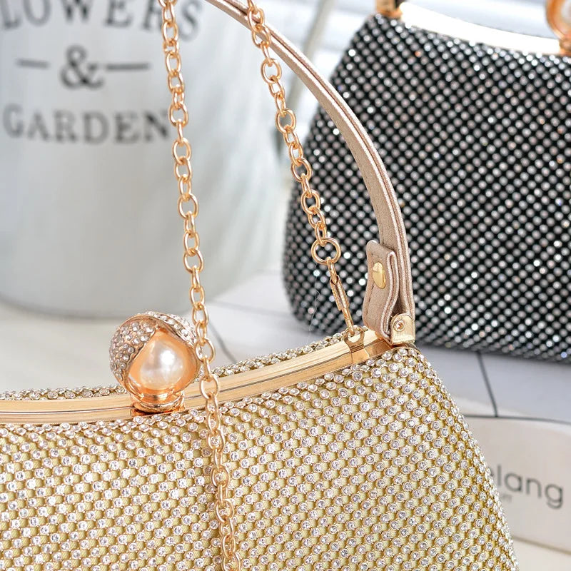 Stylish Simple Sparkling Full Diamond Handbag Temperament Shoulder Sparkling Diamond Crossbody - Simple Yet Stylish Banquet Bag