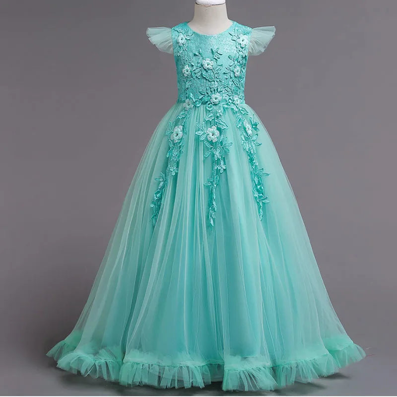 Princess Mesh Dress Girl Party Clothing Kids Sequin Wedding Dresses Children Spring Autumn Prom Costume