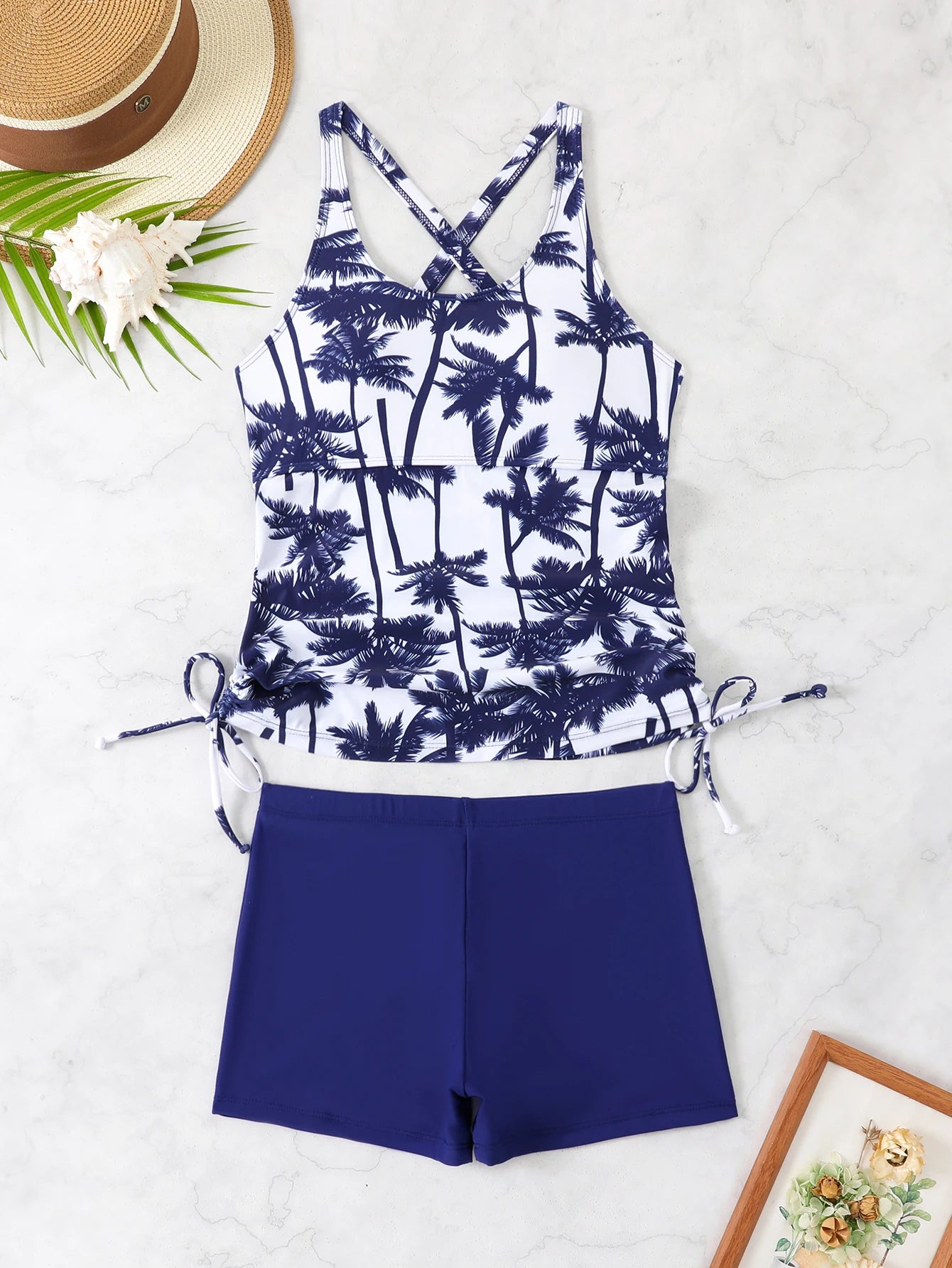 Printed Tankini Set Two Pieces Swimsuit Women Swimwear Female High Waist Bathers Bathing Swimming Swim Suit Beachwear