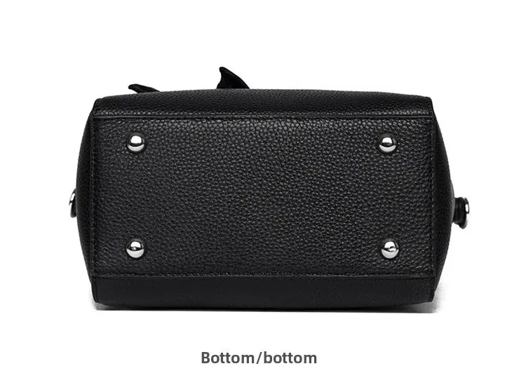 Pure Leather Cowhide Single Shoulder Crossbody Bag Ladies Handbag Fashion Bucket Bag Simple Basket Comes with Scarf