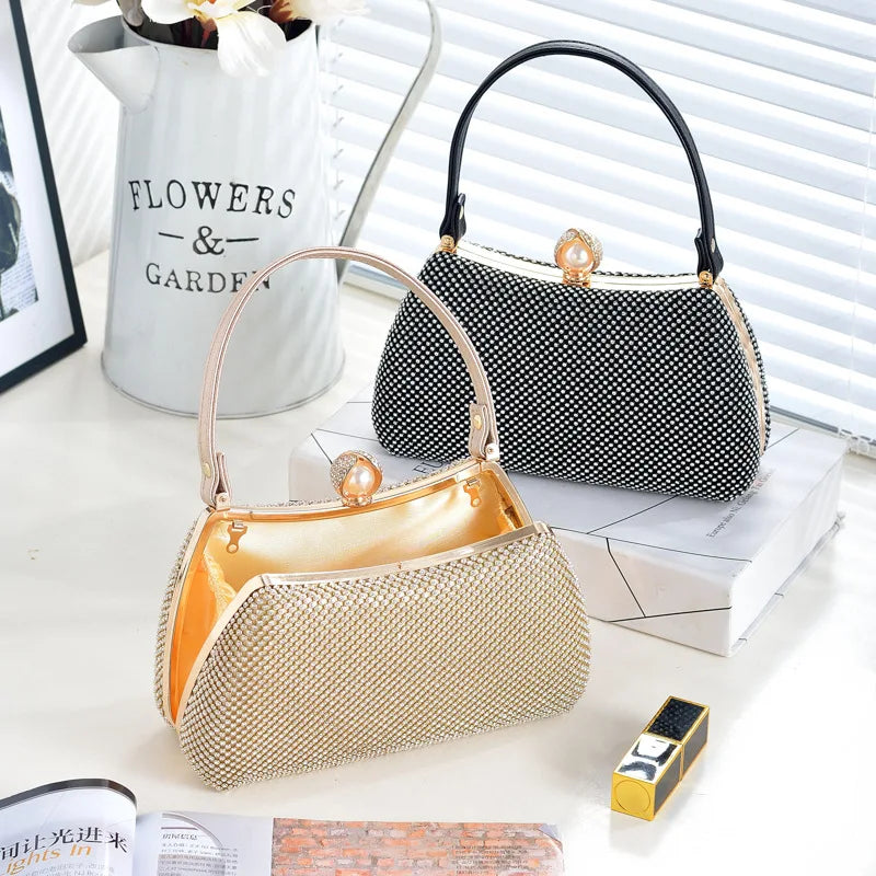Stylish Simple Sparkling Full Diamond Handbag Temperament Shoulder Sparkling Diamond Crossbody - Simple Yet Stylish Banquet Bag