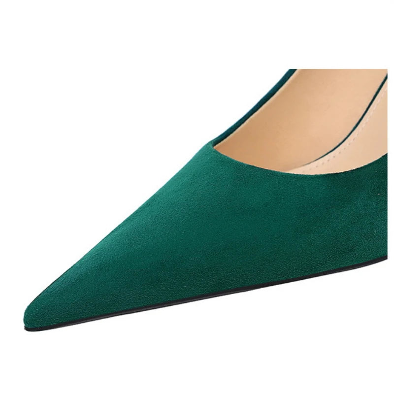Suede Black Women Pumps High Heels Pointed Toe Women Heels 7Cm Ladies Shoes Office Shoes