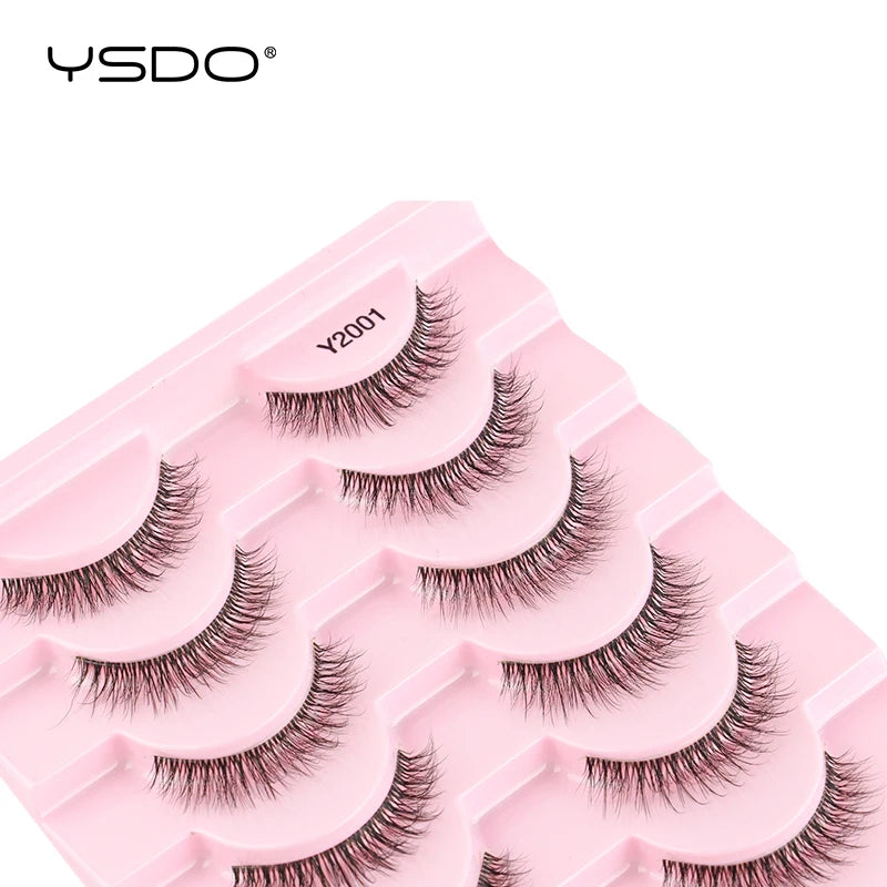 YSDO Natural Mink Eyelashes 3/6/10 Pairs Wispy Faux 3D Mink Lashes Short Fluffy Half False Eyelash Makeup Tools Cat Eye Lashes Natalia Home Fashion Natalia Home Fashion