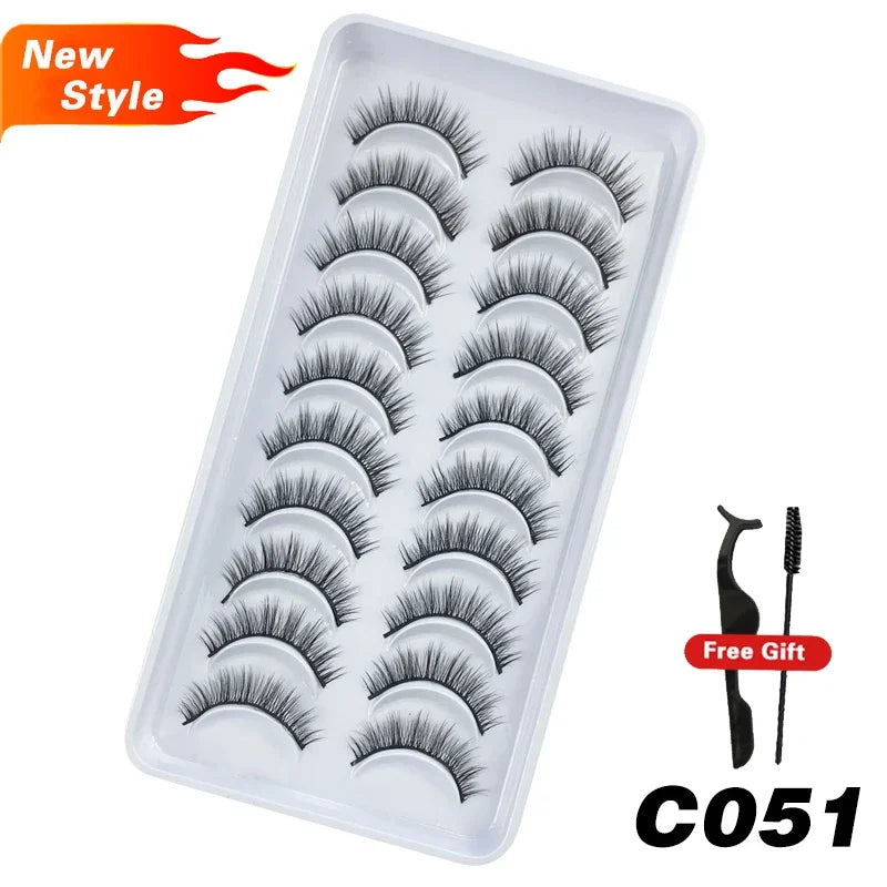 DEVOSERVICE Lashes 6/10pairs Natural Short False Eyelashes 3D Mink Lashes Extensions False Eyelashes Faux Cils Makeup Wholesale Natalia Home Fashion C051-10Pairs-CHINA Natalia Home Fashion