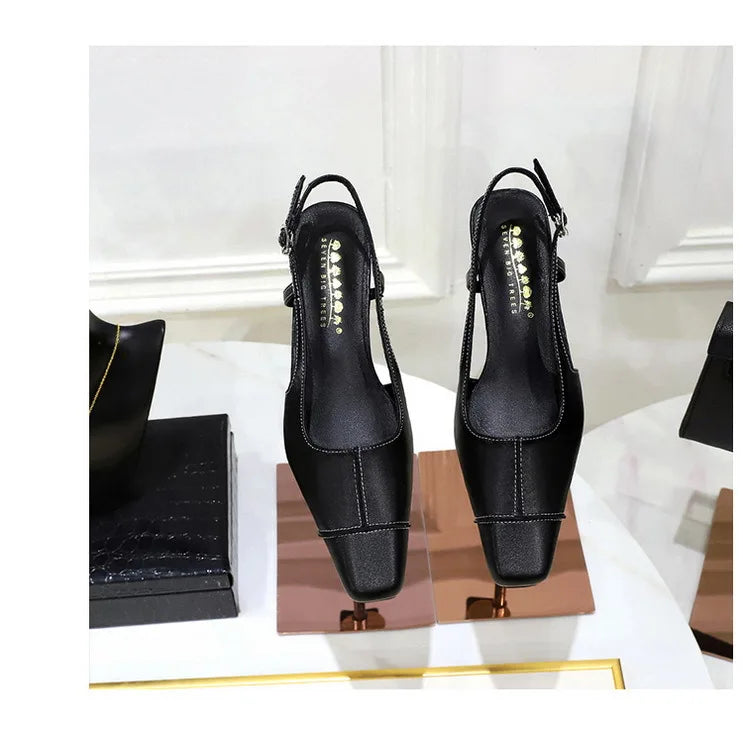 Design Shallow Women Pumps Pointed Toe Sling backs Sandals Elegant Office Work Thin High Heels Shoe Retro Shoes Women