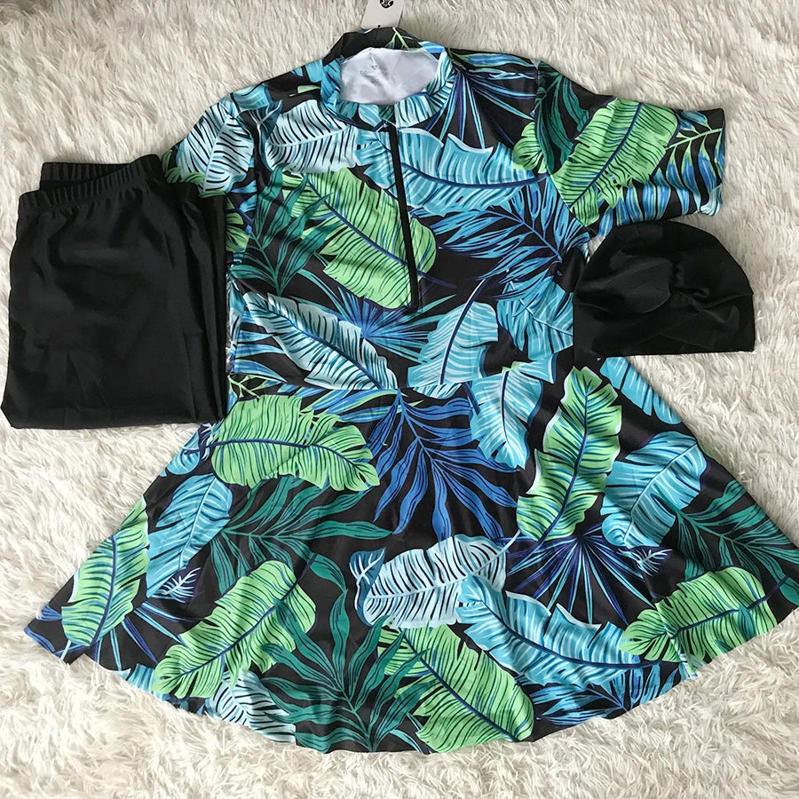 Floral Modest Burkini Femmes Women Muslim Swimwear Burkini Islamic Swimsuit