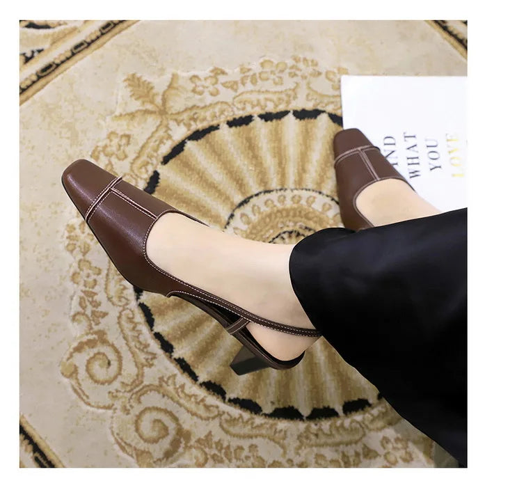Design Shallow Women Pumps Pointed Toe Sling backs Sandals Elegant Office Work Thin High Heels Shoe Retro Shoes Women