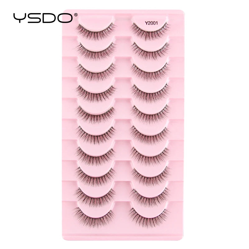 YSDO Natural Mink Eyelashes 3/6/10 Pairs Wispy Faux 3D Mink Lashes Short Fluffy Half False Eyelash Makeup Tools Cat Eye Lashes Natalia Home Fashion 10pairs-Y2001 Natalia Home Fashion