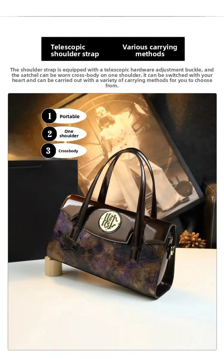 Fashionable Midlife Mom Handbag Soft PU Leather Women's Bag Elegant High-End Crossbody Handbag Polyester Lining