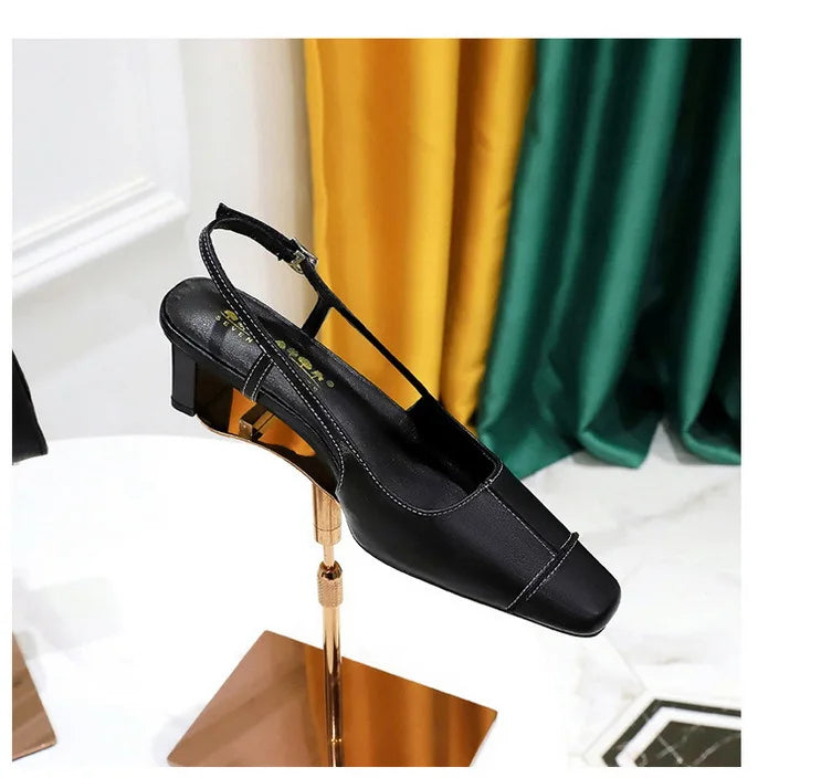 Design Shallow Women Pumps Pointed Toe Sling backs Sandals Elegant Office Work Thin High Heels Shoe Retro Shoes Women