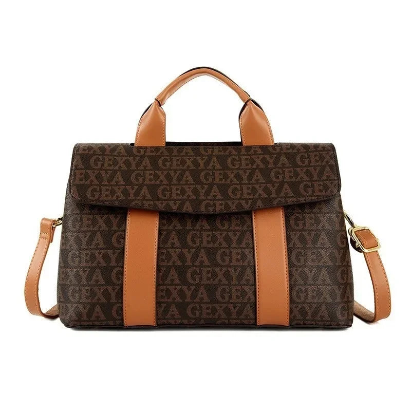Large Capacity Ladies Handbag Fashion Woven Pattern Shoulder Bag Vintage Style Polyester Lining Soft PU Leather Material Commuter Bag