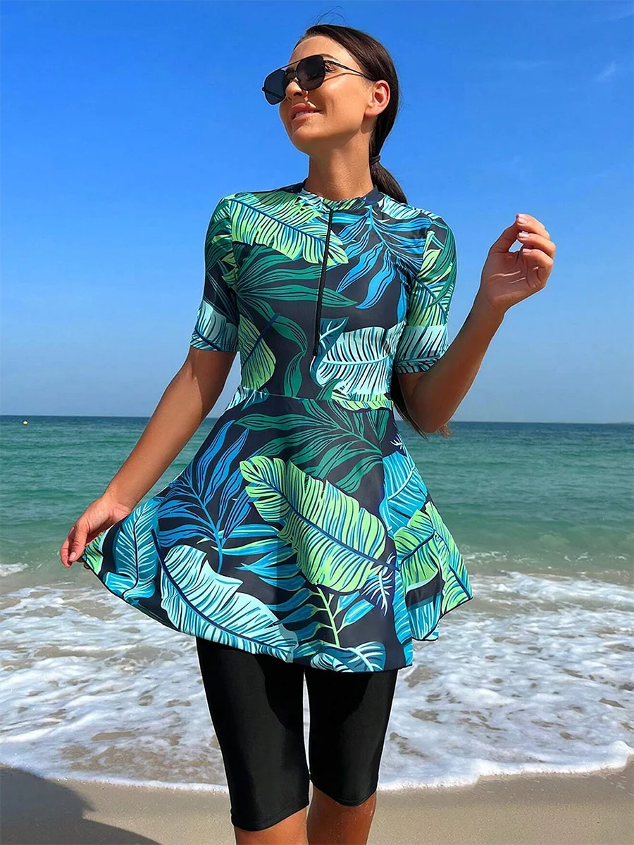 Floral Modest Burkini Femmes Women Muslim Swimwear Burkini Islamic Swimsuit