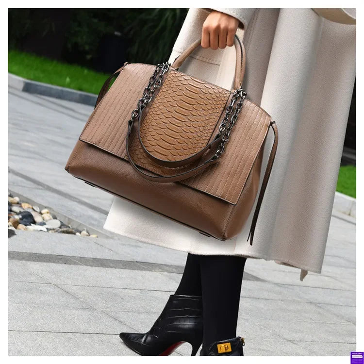 Fashionable Crocodile Pattern Tote Bag Women's Large Capacity Handbag High-End Feel Shoulder Bag Cross-Border New Model