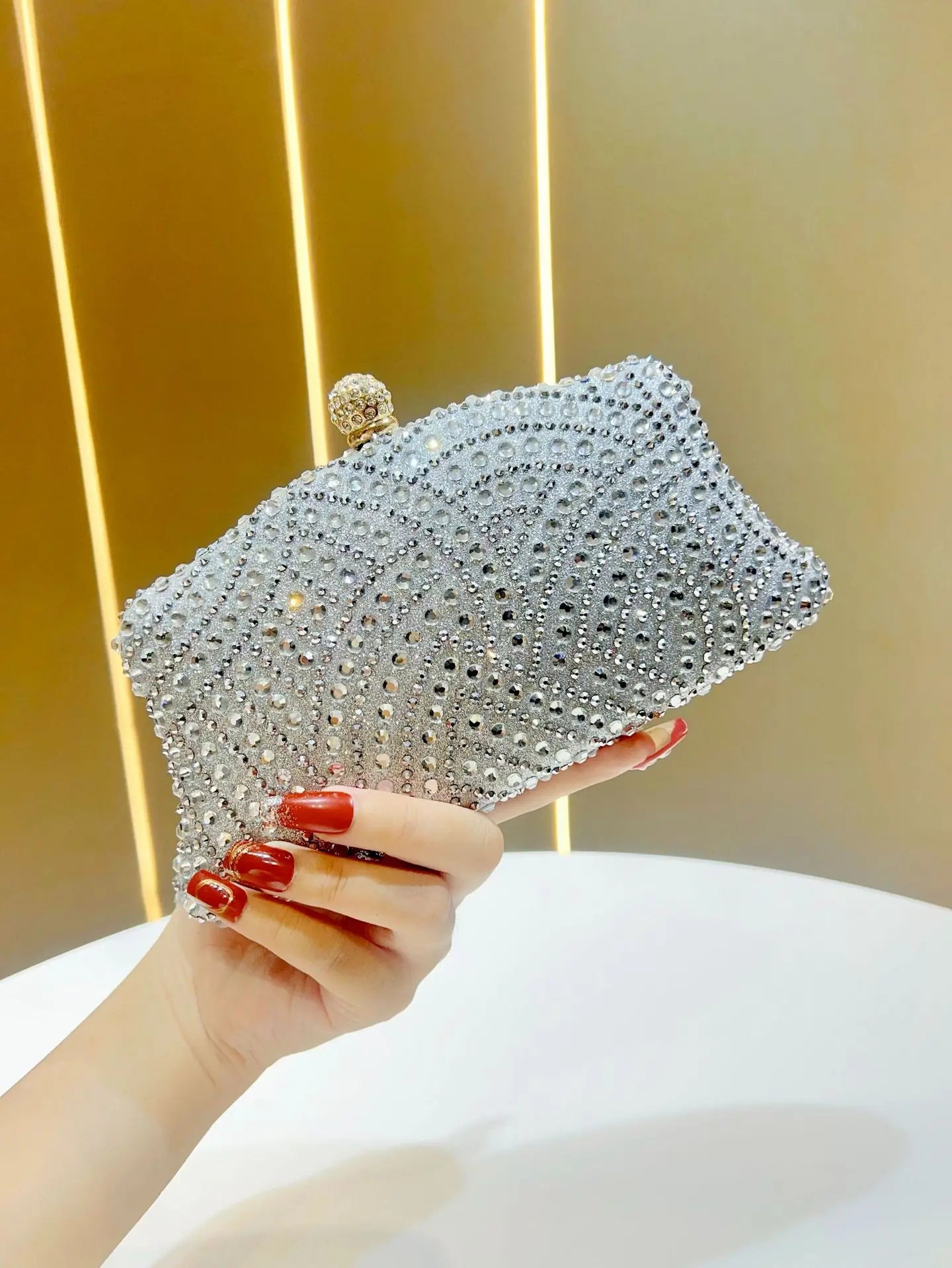 Women's Bags Women's Shiny Rhinestone Dinner Bags Can Be Matched With Dress Clutch Bags Fashion Temperament Elegant Clutch Bag
