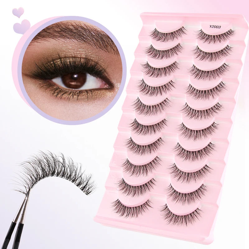 YSDO Natural Mink Eyelashes 3/6/10 Pairs Wispy Faux 3D Mink Lashes Short Fluffy Half False Eyelash Makeup Tools Cat Eye Lashes Natalia Home Fashion Natalia Home Fashion
