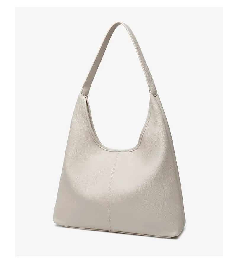 Retro Solid Color Large Capacity Women's Shoulder Bag Fashionable Versatile Niche Tote Bag Underarm Single Shoulder