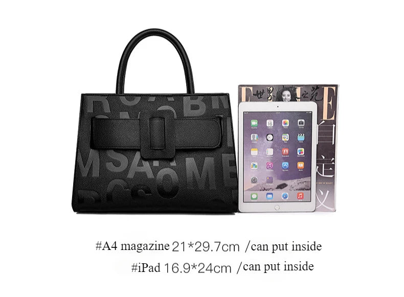 Bags for Women Trend Large-capacity Tote Bag, High Quality PU Leather Women's Retro Fashion Letter Handbag, Shoulder Bag