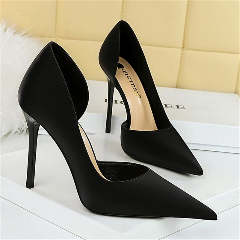 Women High Heels Blue Pumps Lady Wedding Evening Party Purple Peach Heels Silk Satin Nightclub Prom Dress Shoes