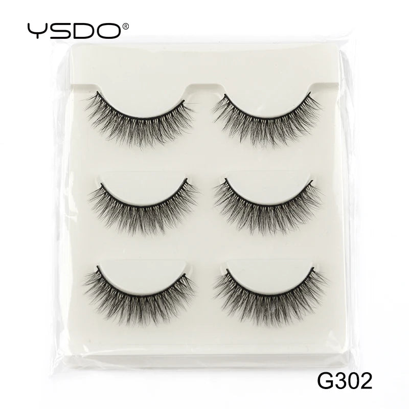 YSDO Natural Mink Eyelashes 3/6/10 Pairs Wispy Faux 3D Mink Lashes Short Fluffy Half False Eyelash Makeup Tools Cat Eye Lashes Natalia Home Fashion 3pair-G302W Natalia Home Fashion