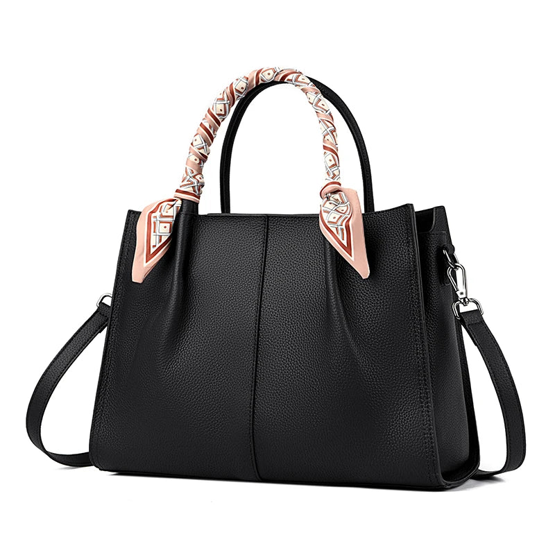 Genuine Leather Women Shoulder Crossbody Bag Large Capacity Soft Cowhide Handbag Ladies Tote Sac