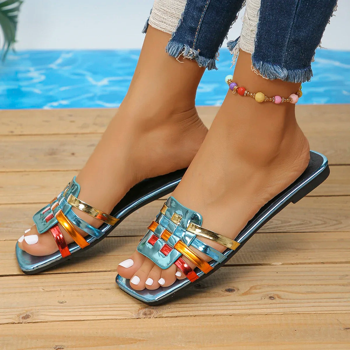 Women Summer Slides Women Flat Slippers Luxury Sandal Designer Shoes Ladies Outdoor Beach