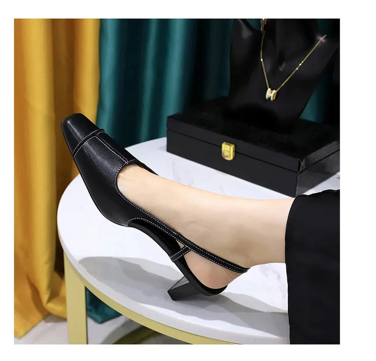 Design Shallow Women Pumps Pointed Toe Sling backs Sandals Elegant Office Work Thin High Heels Shoe Retro Shoes Women