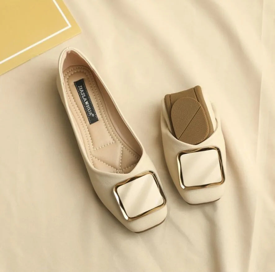 Flat Shoes Women New Fashion Square Breathable Casual Black Comfortable Work Shoes Soft Women's Loafers Shoes