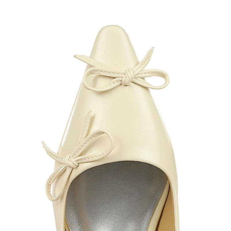 Pointed End Low Heeled Shoes Women Wedges Bowknot Low Heels Pumps Elegant Banquet Shoe Kitten Heels Ladies Shoes