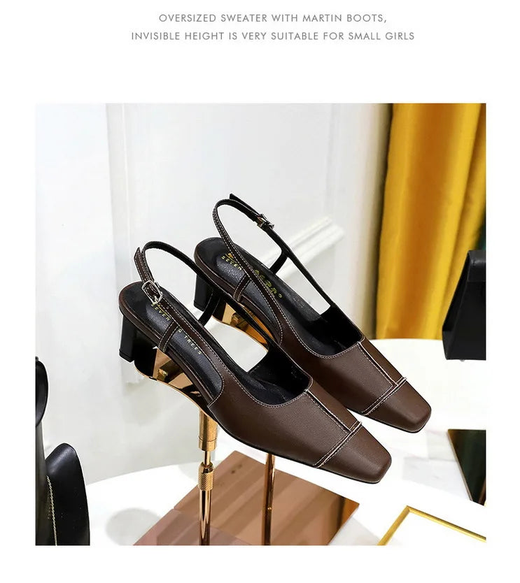 Design Shallow Women Pumps Pointed Toe Sling backs Sandals Elegant Office Work Thin High Heels Shoe Retro Shoes Women