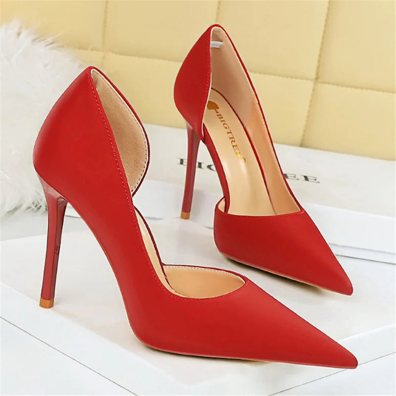 Women High Heels Blue Pumps Lady Wedding Evening Party Purple Peach Heels Silk Satin Nightclub Prom Dress Shoes