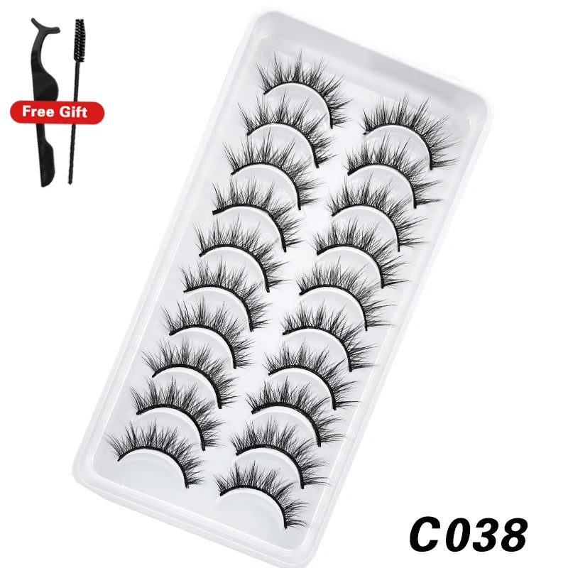 DEVOSERVICE Lashes 6/10pairs Natural Short False Eyelashes 3D Mink Lashes Extensions False Eyelashes Faux Cils Makeup Wholesale Natalia Home Fashion C038-10Pairs-CHINA Natalia Home Fashion