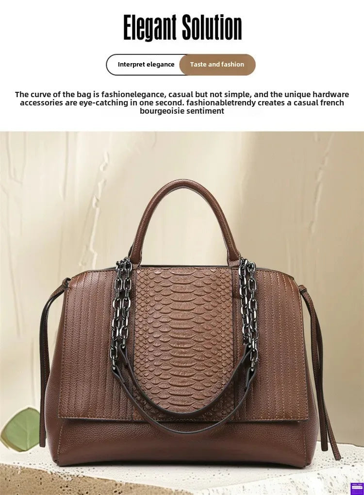 Fashionable Crocodile Pattern Tote Bag Women's Large Capacity Handbag High-End Feel Shoulder Bag Cross-Border New Model