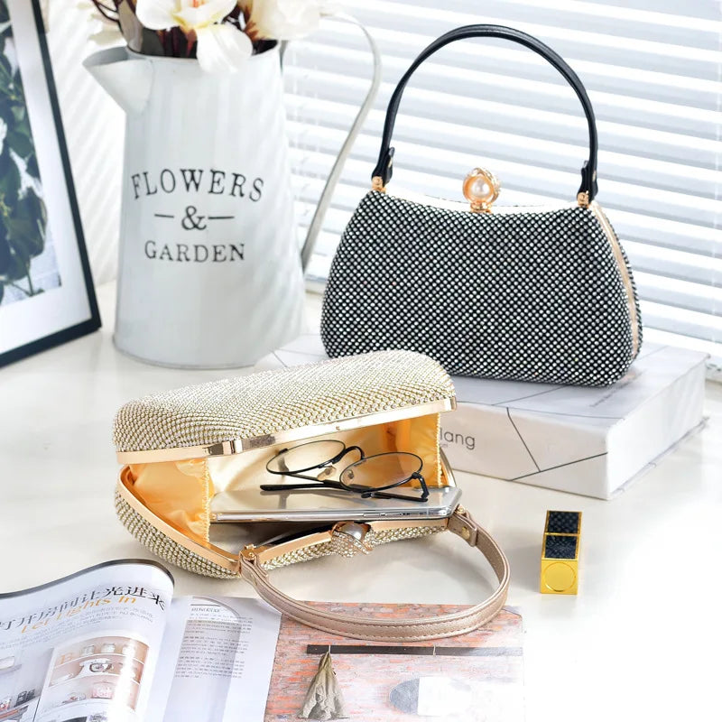 Stylish Simple Sparkling Full Diamond Handbag Temperament Shoulder Sparkling Diamond Crossbody - Simple Yet Stylish Banquet Bag