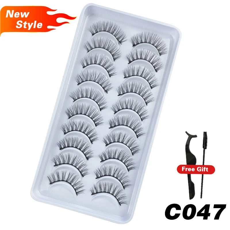 DEVOSERVICE Lashes 6/10pairs Natural Short False Eyelashes 3D Mink Lashes Extensions False Eyelashes Faux Cils Makeup Wholesale Natalia Home Fashion C047-10Pairs-CHINA Natalia Home Fashion