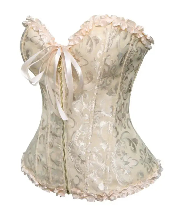 Women Corset Tops Bustier Overbust Floral Lace Tie-Up Strapless Tube Tops Vintage Court Gown Lingerie Bodyshaper Tops Natalia Home Fashion Yellow-L Natalia Home Fashion