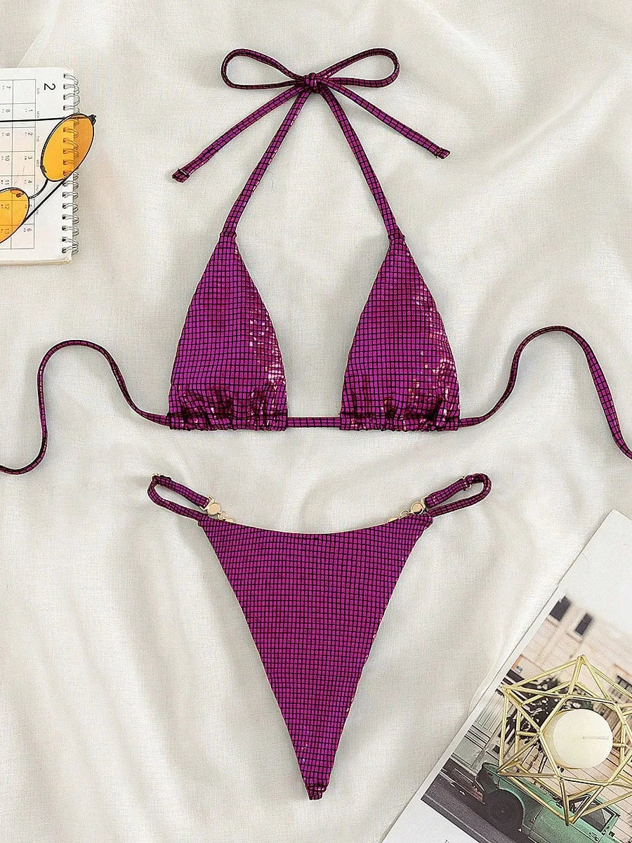 Sexy Extreme Mini Micro Thong Bikini Diamond Bikinis Female Swimsuit Women Swimwear Two-pieces Bikini Set Bathing Suit Swim