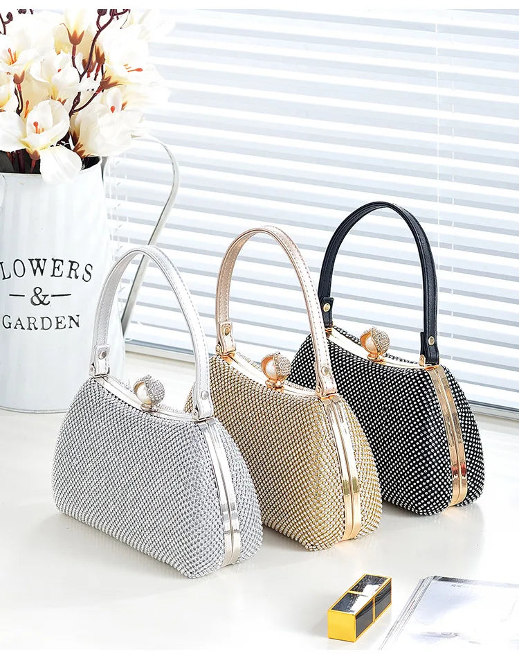 Stylish Simple Sparkling Full Diamond Handbag Temperament Shoulder Sparkling Diamond Crossbody - Simple Yet Stylish Banquet Bag