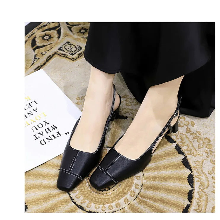Design Shallow Women Pumps Pointed Toe Sling backs Sandals Elegant Office Work Thin High Heels Shoe Retro Shoes Women