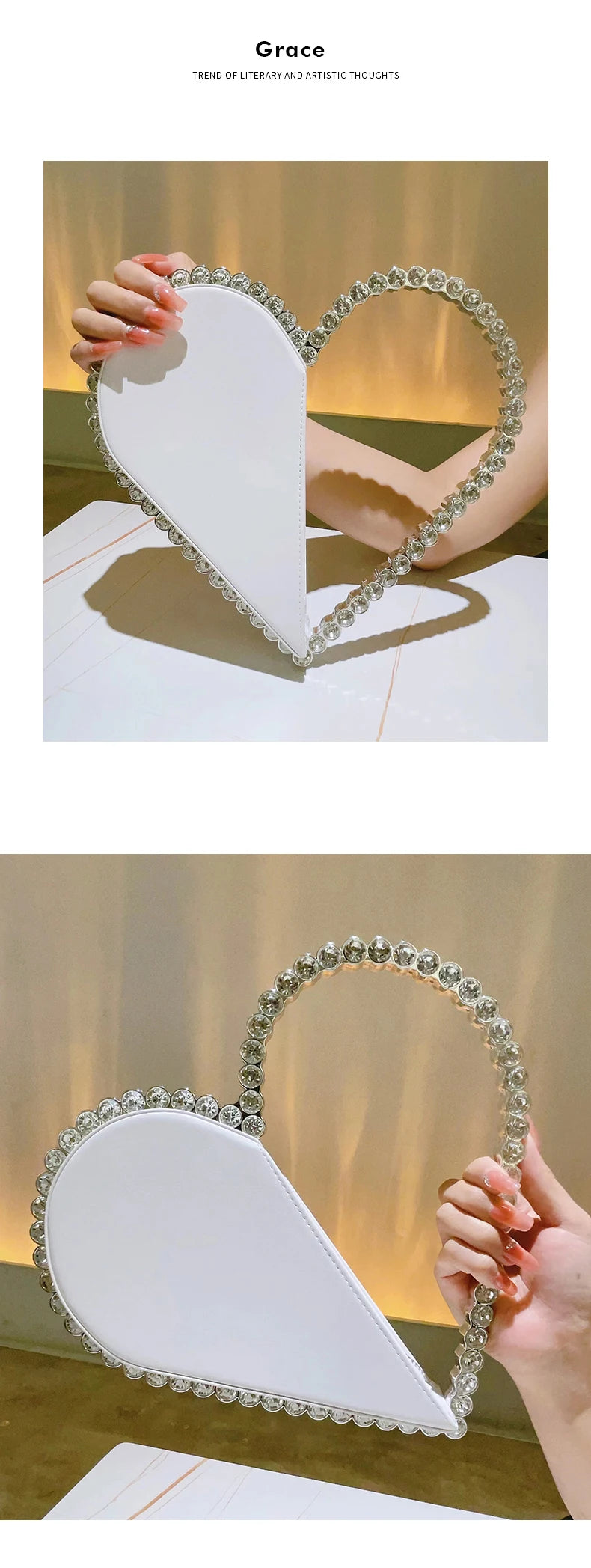 Mini Heart Shape Evening Bag Trendy Party Clutch Purse Women's Elegant Handbags For Party Prom