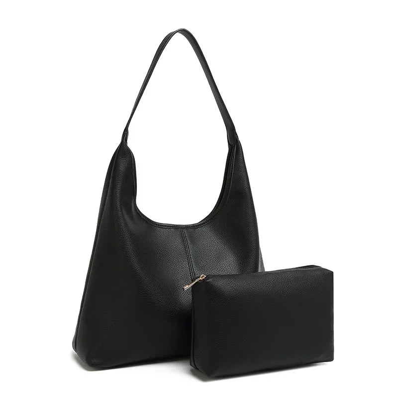 Retro Solid Color Large Capacity Women's Shoulder Bag Fashionable Versatile Niche Tote Bag Underarm Single Shoulder