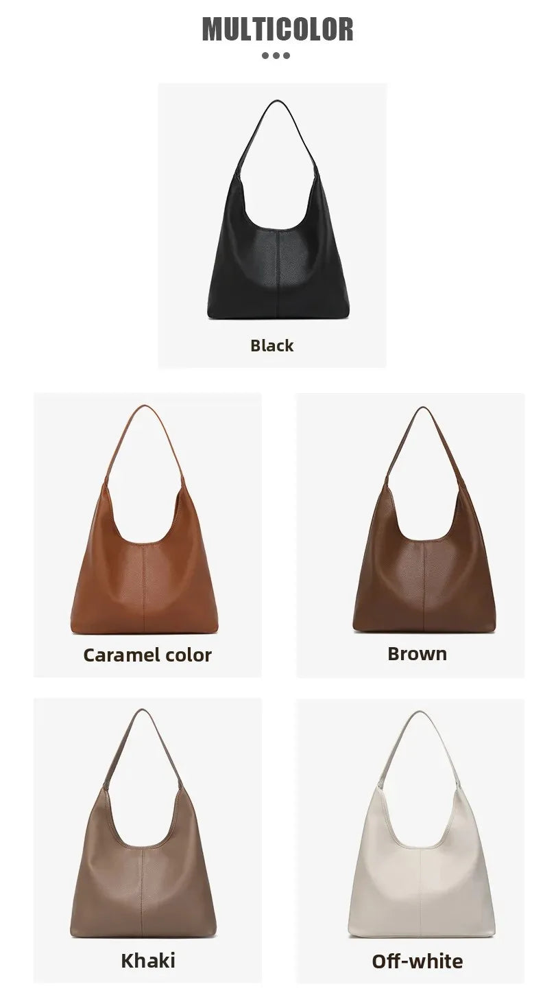 Retro Solid Color Large Capacity Women's Shoulder Bag Fashionable Versatile Niche Tote Bag Underarm Single Shoulder