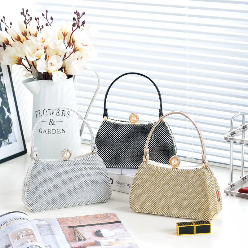 Stylish Simple Sparkling Full Diamond Handbag Temperament Shoulder Sparkling Diamond Crossbody - Simple Yet Stylish Banquet Bag
