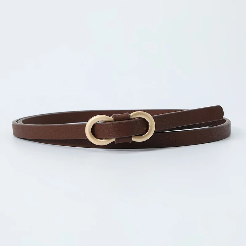 Black White Adjustable PU Leather Women Thin Belts Dress Coat Pant Skinny Ladies Waistband Strap Gold Buckle Female Waistbelt Natalia Home Fashion bazikou-pu-1X110cm-coffee Natalia Home Fashion