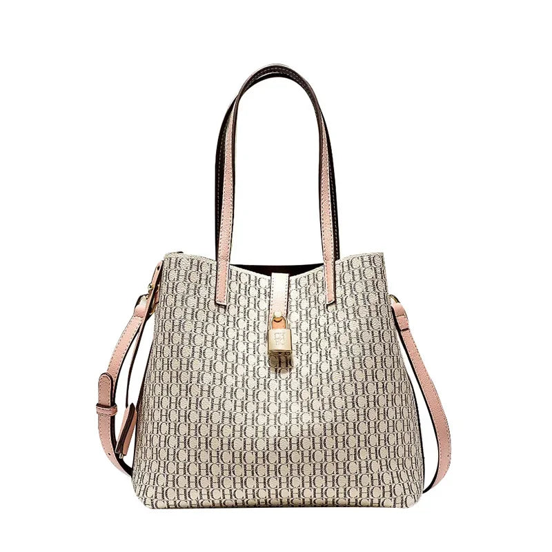 Premium Versatile Leather Crossbody Bag Ladies Large Capacity Daily Commuter Tote Bag Letter Print Design Ladies Fashio