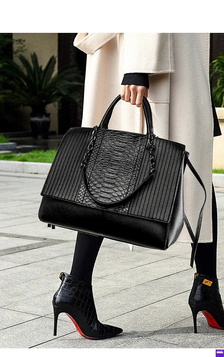 Fashionable Crocodile Pattern Tote Bag Women's Large Capacity Handbag High-End Feel Shoulder Bag Cross-Border New Model