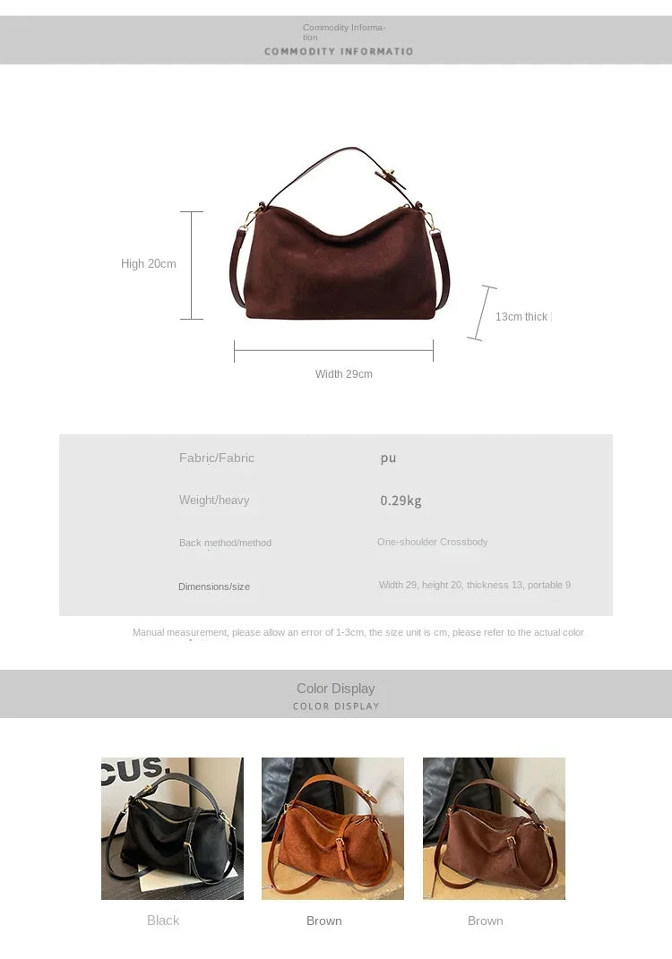 Retro Bag for Women's Textured Frosted Shoulder Bag with Large Capacity Crossbody Commuting Tote Bag